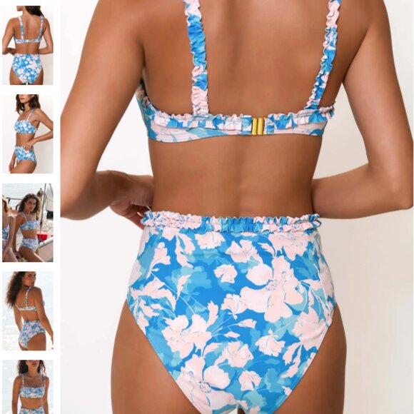 NWT ANTHRO HUTCH Siggi Ruffle High-Waist Bikini // Vintage Floral // Size Medium - Picture 4 of 7